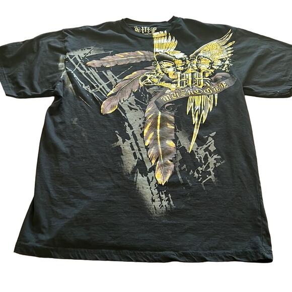 Muskogee Mens Large Black Metallic Graphic Print Tee Shirt - Picture 4 of 7